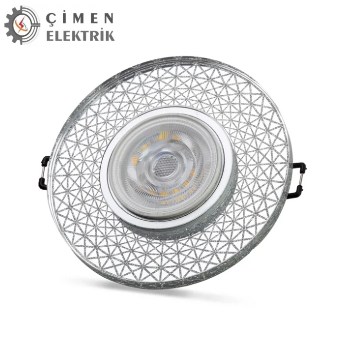 BUĞZ NOAS YL65 1767 İris LED Çerçeveli 4000K Yuvarlak Kristal Cam Spot Kasa - Priz ve Anahtar İçin Uyumlu Çerçeve