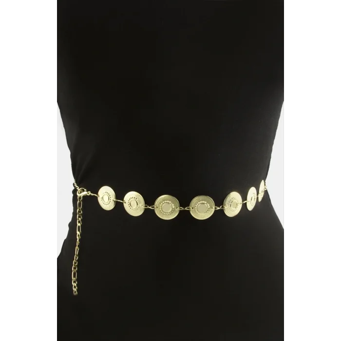 BUĞZ Noktalı Metal Zincir Kemer