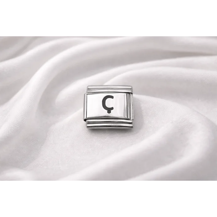 BUĞZ Nomination Uyumlu Ç Harfi Charm – Çelik Harfli Bileklik Aksesuarı , Kişiye Özel Modüler Takı