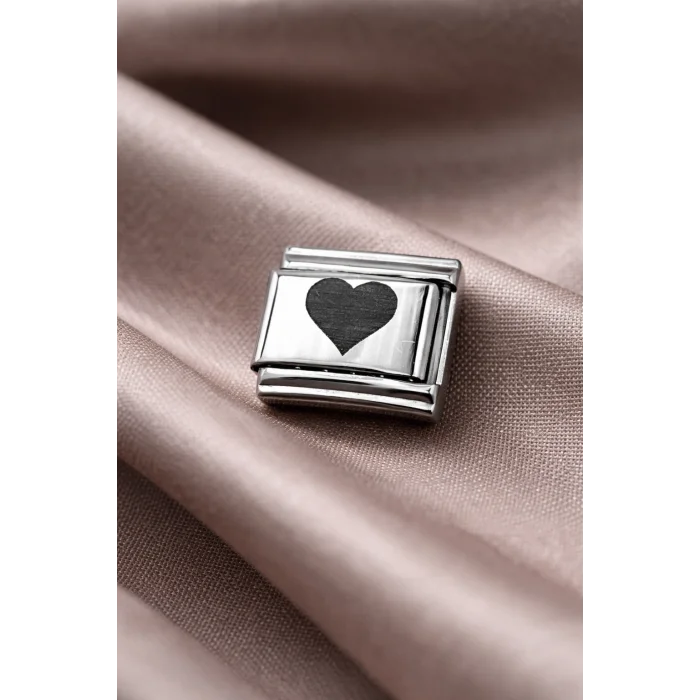 BUĞZ Nomination Uyumlu Çelik Kalp Charm – Parlak Çelik Bileklik Aksesuarı | Sevgi Temalı Modüler Charm