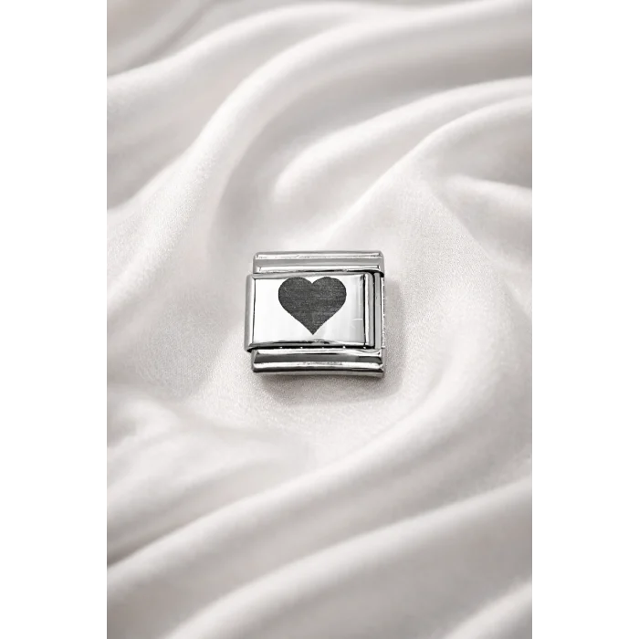 BUĞZ Nomination Uyumlu Çelik Kalp Charm – Parlak Çelik Bileklik Aksesuarı | Sevgi Temalı Modüler Charm