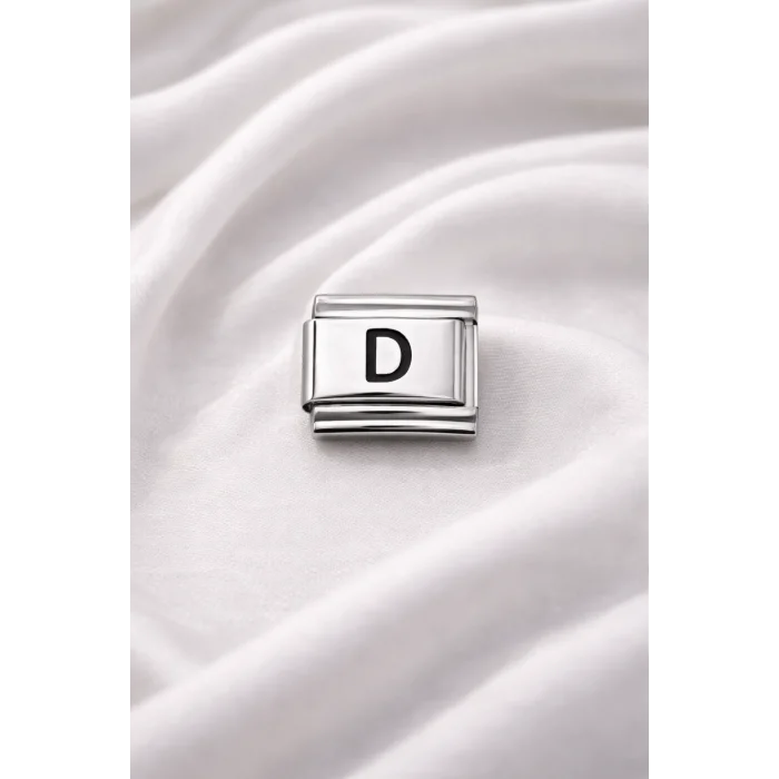 BUĞZ Nomination Uyumlu D Harfi Charm – Çelik Harfli Bileklik Aksesuarı ,Kişiye Özel Modüler Takı