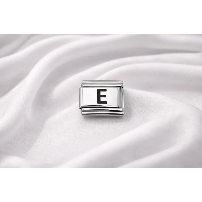 BUĞZ Nomination Uyumlu E Harfi Charm – Çelik Harfli Bileklik Aksesuarı ,Kişiye Özel Modüler Takı