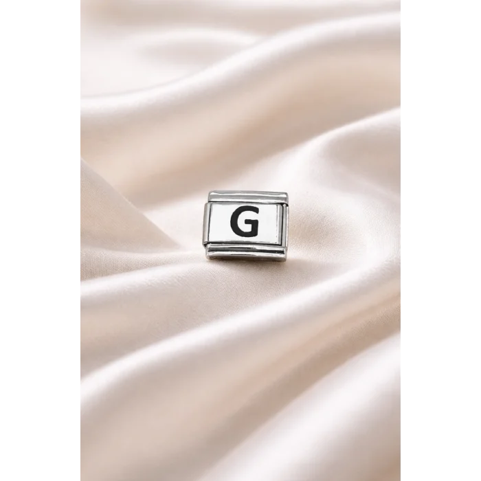 BUĞZ Nomination Uyumlu G Harf Charm , Çelik Bileklik Aksesuarı , Kişiye Özel Harf Modülü , Şık & Minimal Tasarım