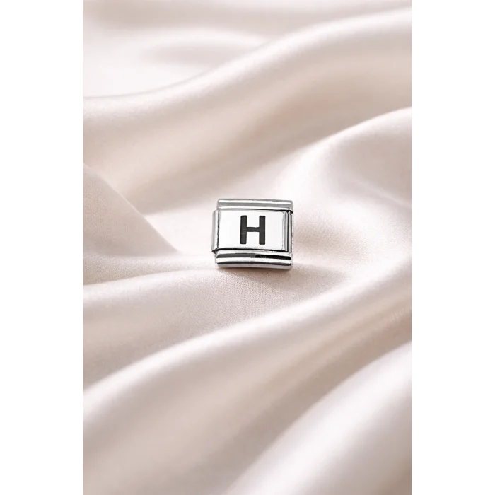 BUĞZ H Harf Charm , Çelik Bileklik Aksesuarı , Kişiye Özel Harf Modülü , Minimal & Şık Tasarım