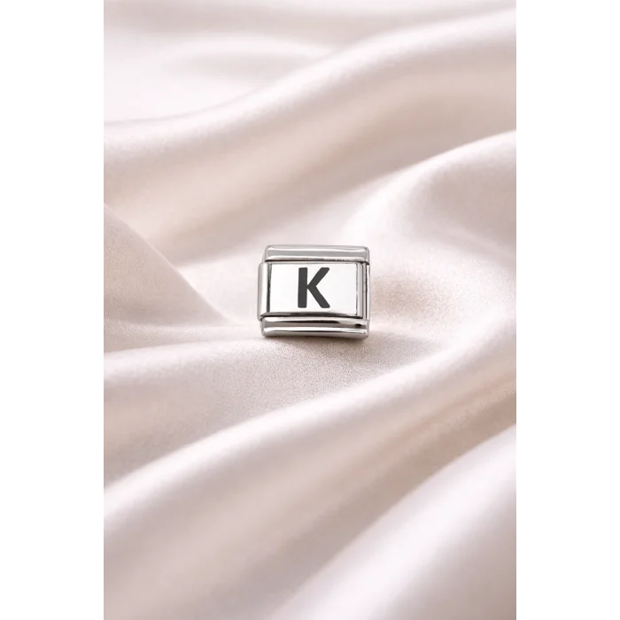 BUĞZ Nomination Uyumlu K Harf Charm | Çelik Bileklik Aksesuarı | Kişiye Özel Harf Modülü | Minimal & Şık Tasarım