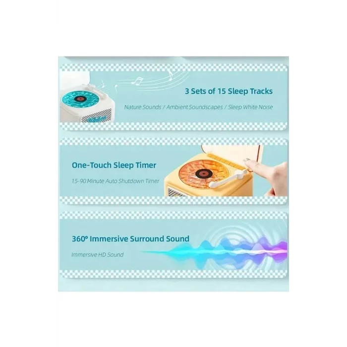 BUĞZ Nostalji Mini Plak Görünümlü Radyolu Bluetooth Hoparlör 3d Ses Dalgası Retro Müzik Plak Beyaz