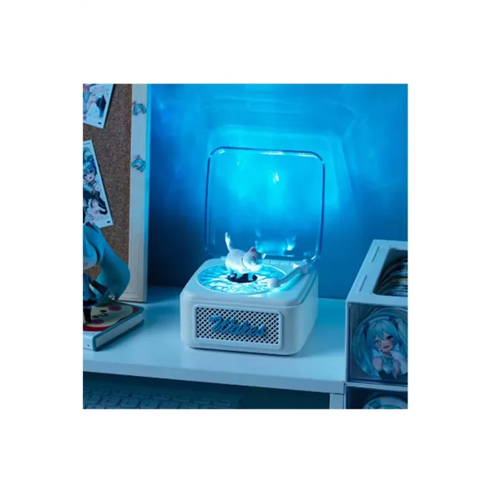 BUĞZ Nostalji Mini Plak Görünümlü Radyolu Bluetooth Hoparlör 3d Ses Dalgası Retro Müzik Plak Beyaz