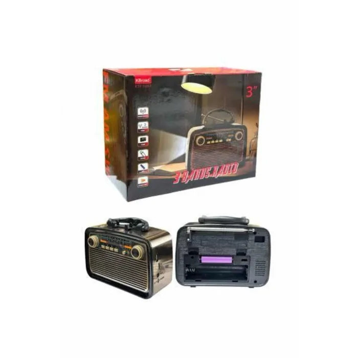 BUĞZ Nostalji Radyo Bluetooth Hoparlör USB-SD Kart Giriş Led Fener Işıklı Bataryalı Pilli Yeni Nesil - BUĞZ