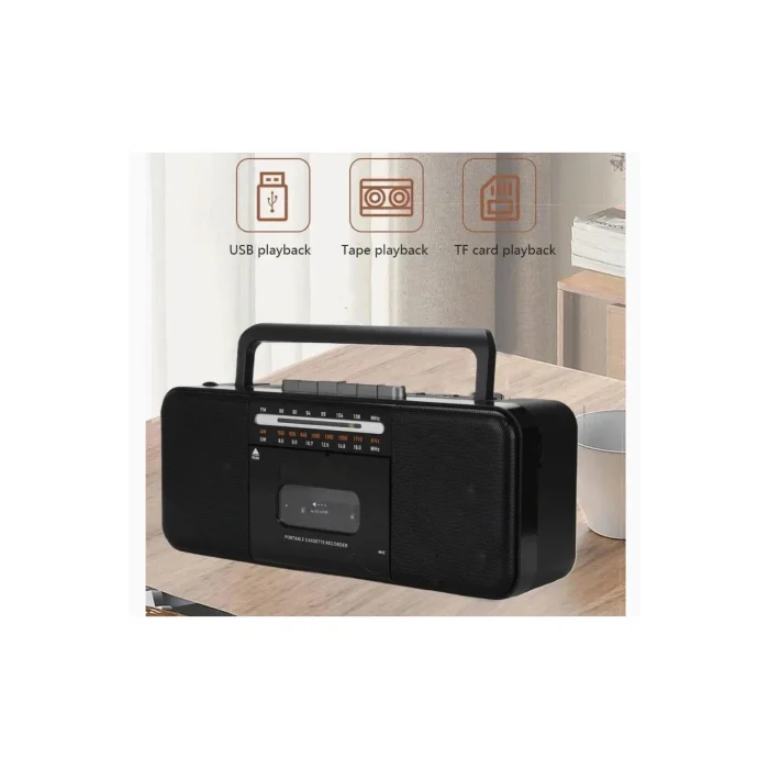BUĞZ Nostaljik radyo FM radyo USB MP3 çalar kablosuz hoparlör Bluetooth kaset çalar siyah