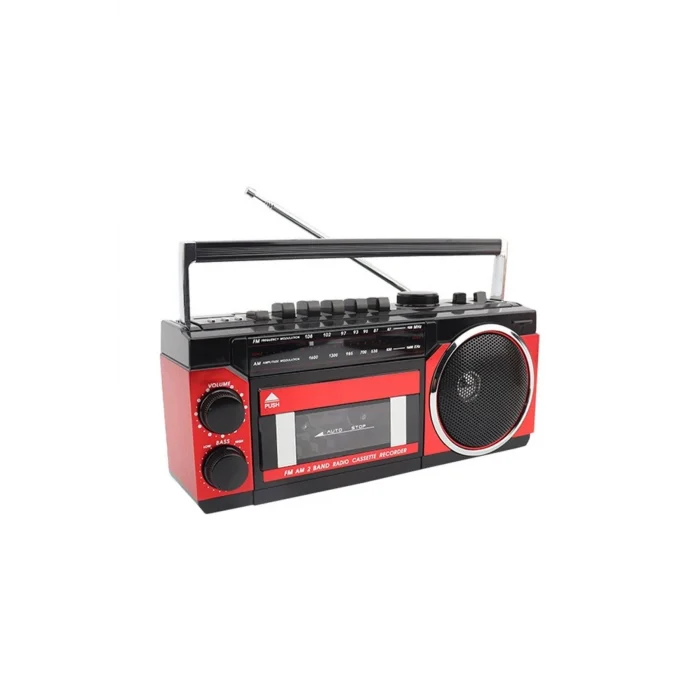 BUĞZ Nostaljik radyo kırmızı renk bluetooth özellikli fm radyo usb mp3 player kaset çalar