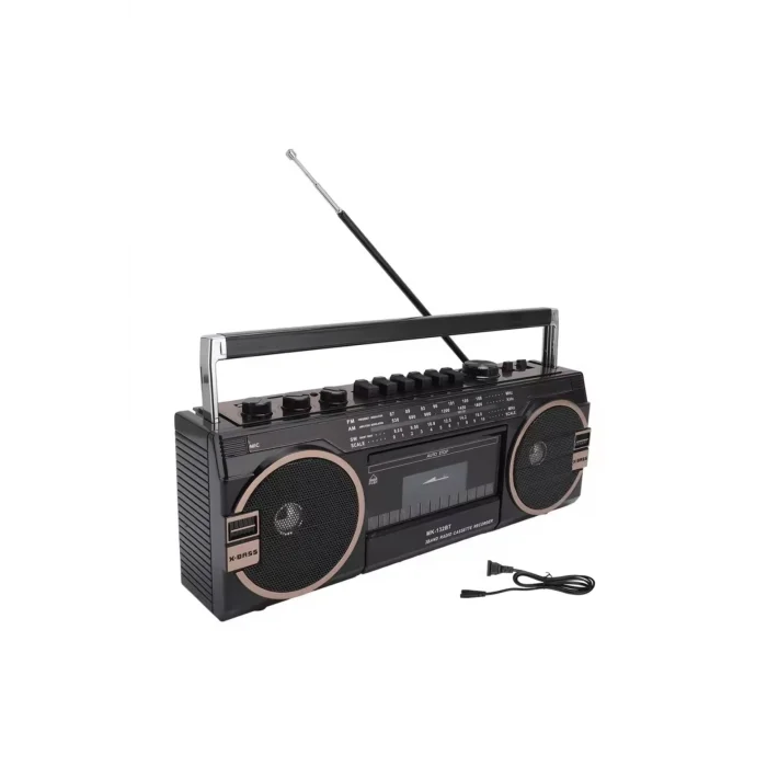 BUĞZ Nostaljik radyo turuncu renk bluetooth usb mp3 player fm radyo kaset çalar 2 yıl garantili