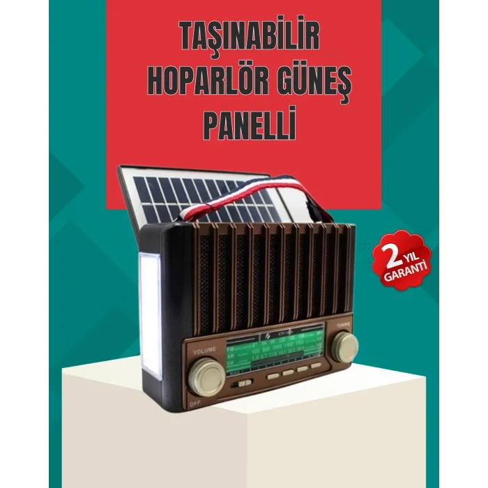 BUĞZ Nostaljik Tasarımlı Solar Şarjlı Radyo AM FM SW ve Bluetooth