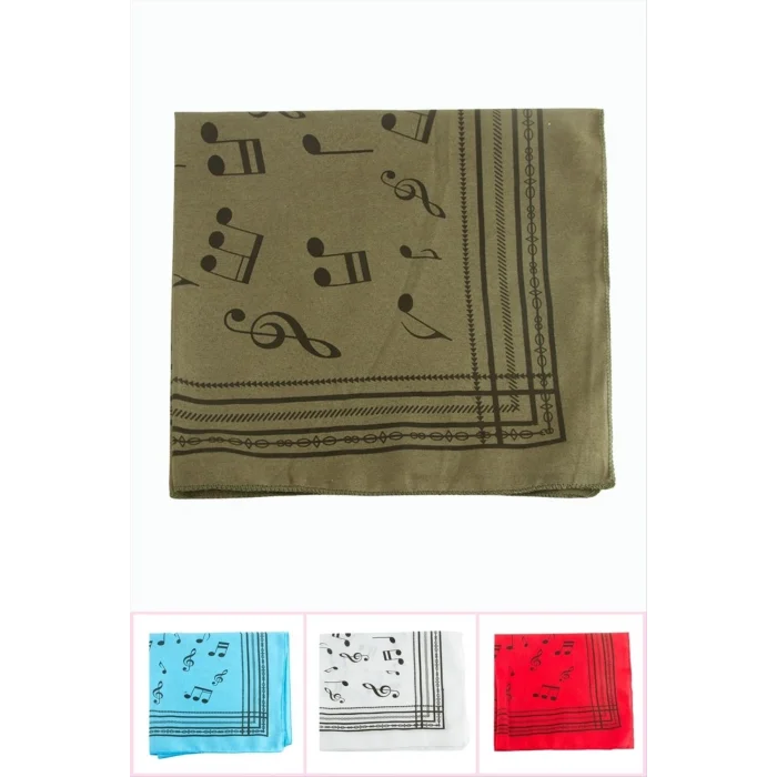 BUĞZ Nota Desenli Keten Bandana 50*50