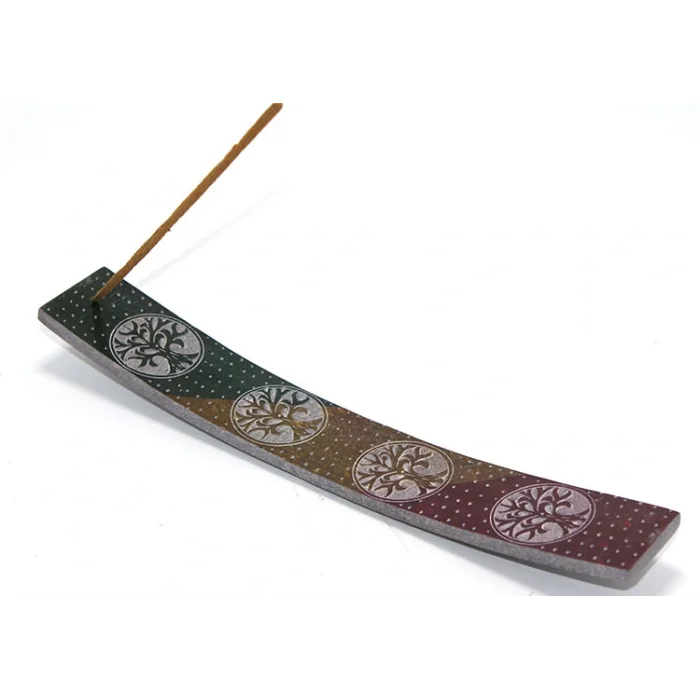 BUĞZ Obsidian Taşı Hayat Ağacı Tasarımlı Kayık Tütsülük