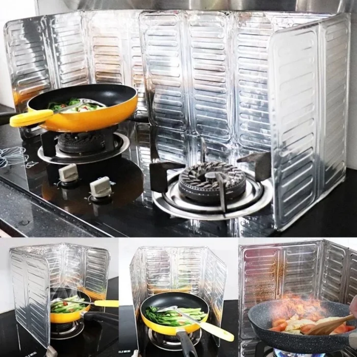 BUĞZ Ocak Yağ Sıçrama Koruyucu Katlanır Alüminyum Levha -Kolay Silinir Piknik Tüpü Rüzgar Önleyici Panel