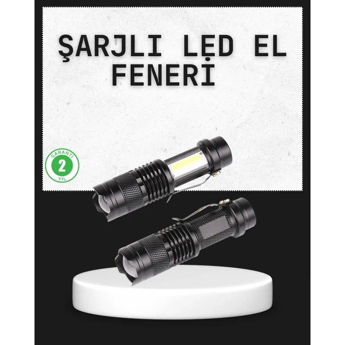 BUĞZ Odak Ayarlı 2000 Lümen Şarjlı LED El Feneri