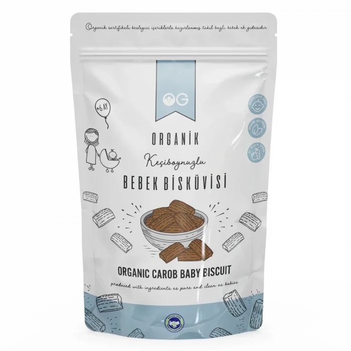 BUĞZ OG Natural Organik Keçiboynuzlu Bebek Bisküvisi (150 gr) ve Organik Keçiboynuzlu Toz Bebek Bisküvisi (240 gr) +6 Ay 2li Set