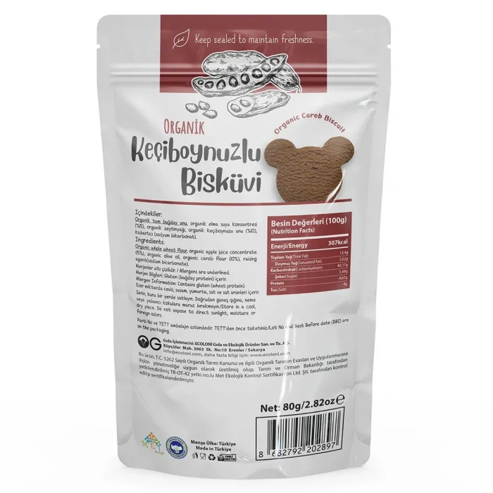 BUĞZ OG Natural Organik Keçiboynuzlu Bisküvi (80 gr)