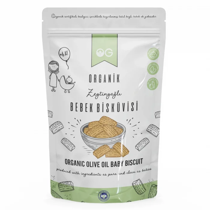 BUĞZ OG Natural Organik Zeytinyağlı Bebek Bisküvi (300 gr) ve Organik Keçiboynuzlu Bebek Bisküvisi (150 gr) +6 Ay 2li Set