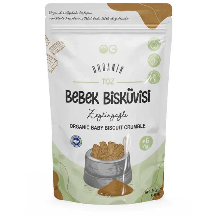 BUĞZ OG Natural Organik Zeytinyağlı Bisküvi (300 gr) ve Organik Toz Zeytinyağlı Bebek Bisküvisi (240 gr) 2li set