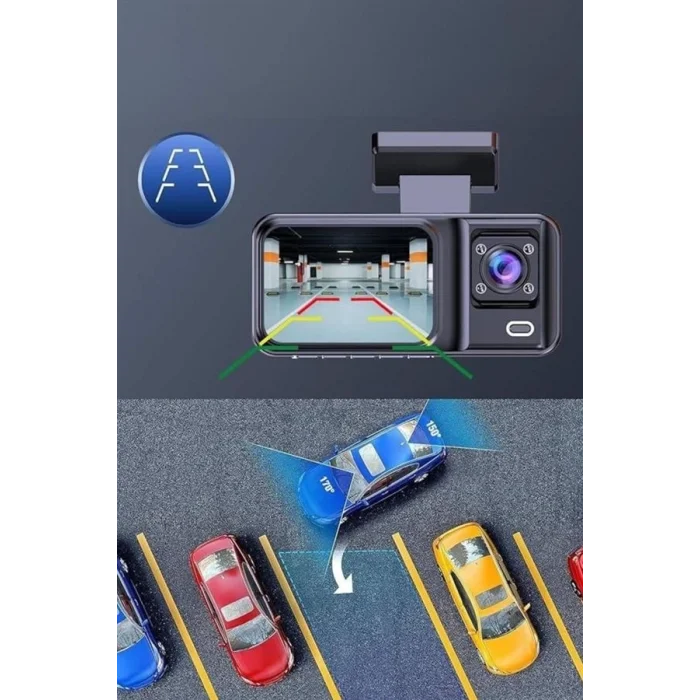  Ön ve Arka Kameralı 2 İnç 1080P Full HD DVR Araç İçi Ekran