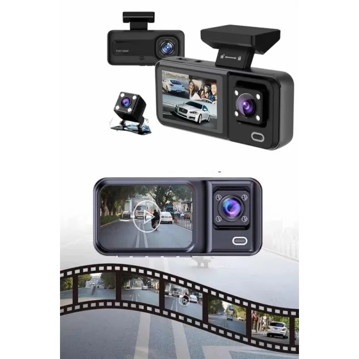  Ön ve Arka Kameralı 2 İnç 1080P Full HD DVR Araç İçi Ekran