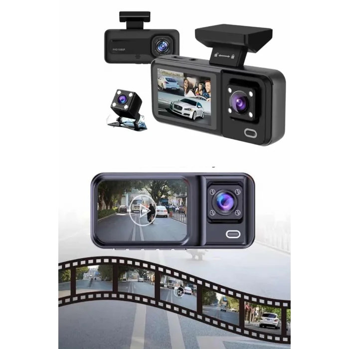  Ön ve Arka Kameralı 2 İnç 1080P Full HD DVR Araç İçi Ekran