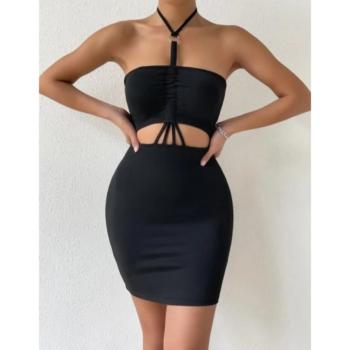 BUĞZ Önden Büzgülü Mini Elbise