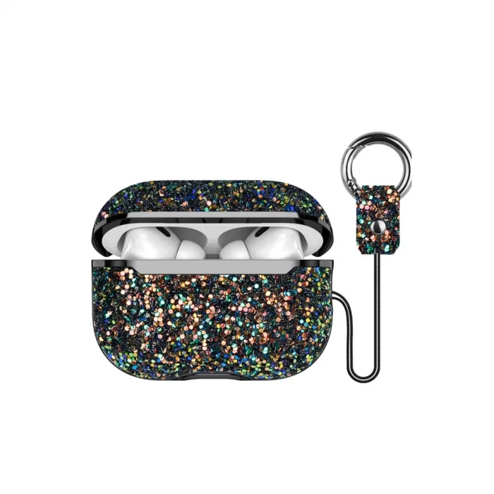 BUĞZ Onegif Airpods Pro 2 (2.nesil) Bright Simli Airpods Kapak - Siyah