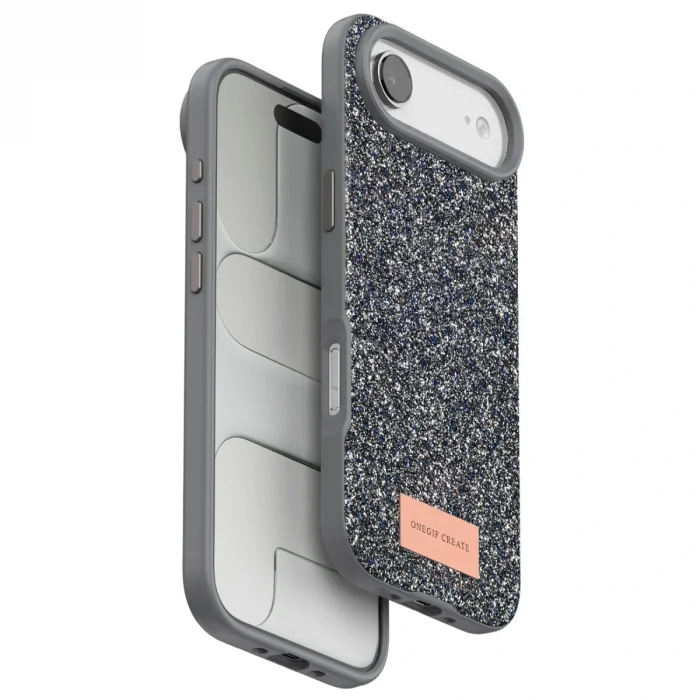 BUĞZ Onegif  İphone 17 Air Bright Simli Kapak - Gümüş