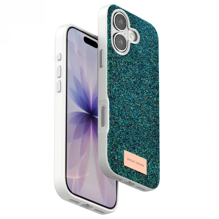 BUĞZ Onegif  İphone 17 Bright Simli Kapak - Koyu Yeşil