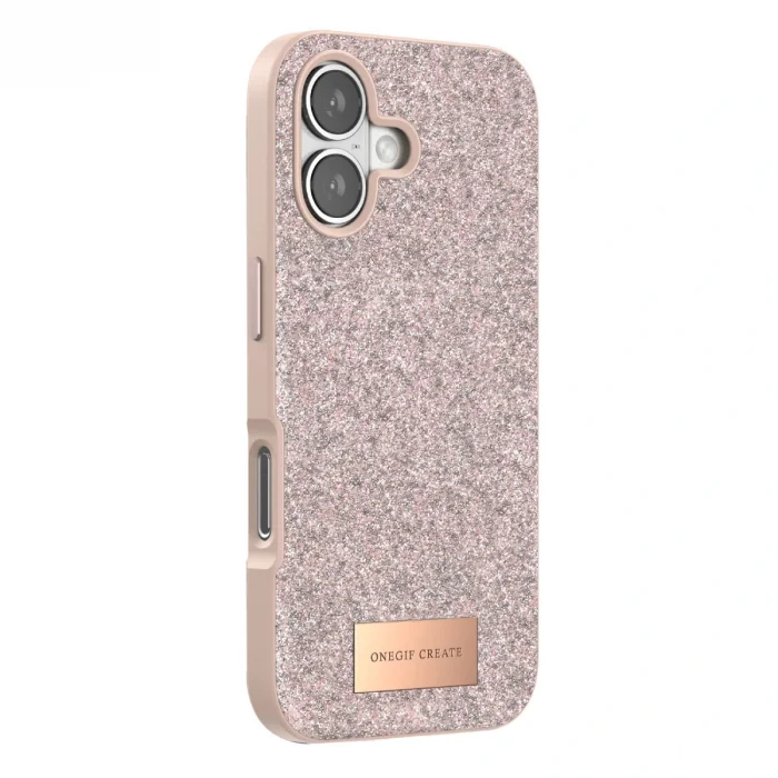 BUĞZ Onegif  İphone 17 Bright Simli Kapak - Pembe
