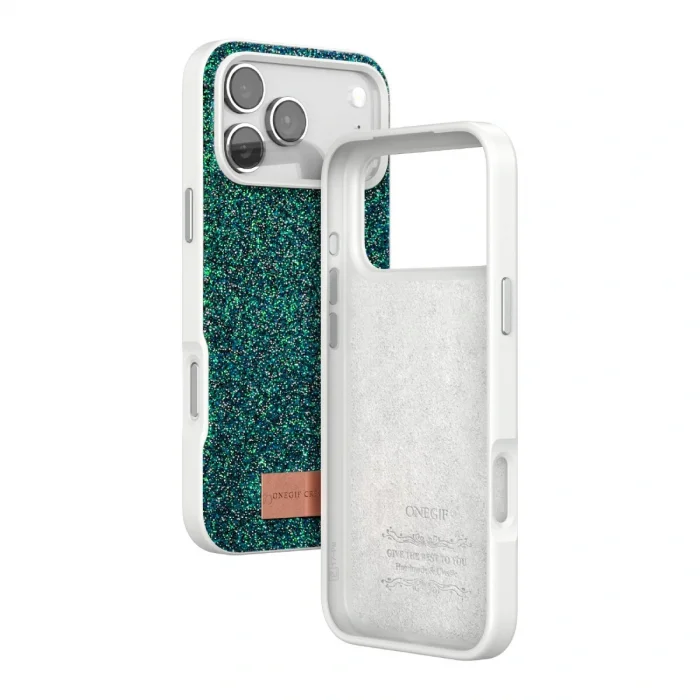 BUĞZ Onegif  İphone 17 Pro Bright Simli Kapak - Koyu Yeşil