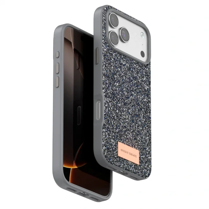 BUĞZ Onegif  İphone 17 Pro Max Bright Simli Kapak - Gümüş