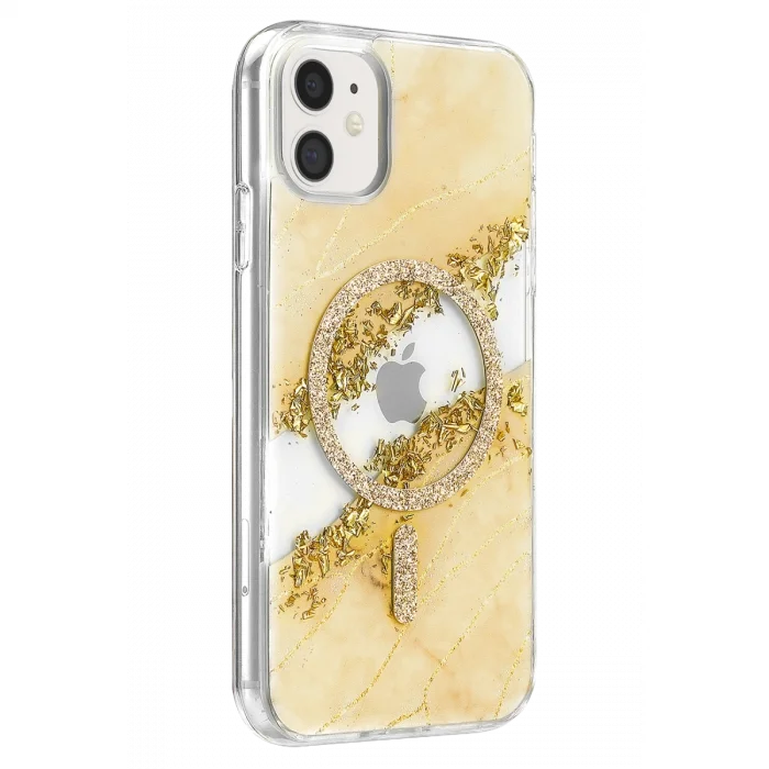 BUĞZ Onegif  İphone 11 Lotus Simli Magsafe Kapak - Gümüş