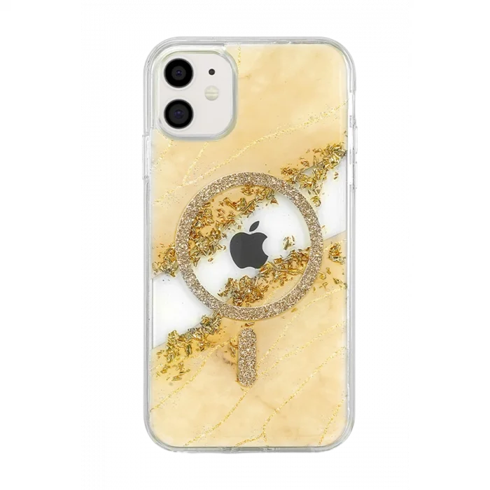 BUĞZ Onegif  İphone 11 Lotus Simli Magsafe Kapak - Gümüş
