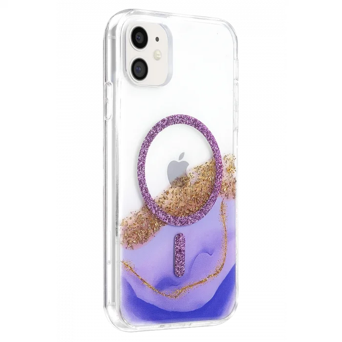 BUĞZ Onegif  İphone 11 Lotus Simli Magsafe Kapak - Mor