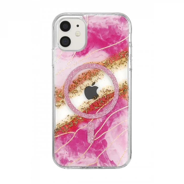 BUĞZ Onegif  İphone 11 Lotus Simli Magsafe Kapak - Pembe