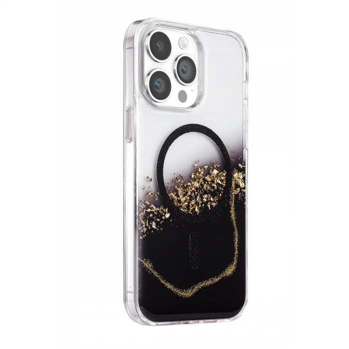 BUĞZ Onegif  İphone 14 Pro Max Lotus Simli Magsafe Kapak - Siyah