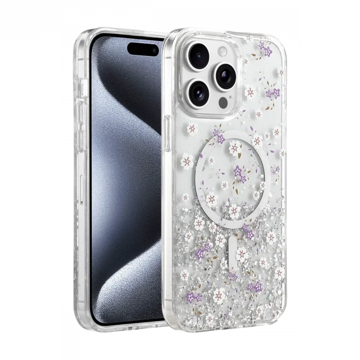 BUĞZ Onegif  İphone 14 Pro Max Misk Simli Magsafe Kapak - Desen 2