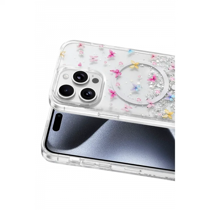 BUĞZ Onegif  İphone 14 Pro Max Misk Simli Magsafe Kapak - Desen 4