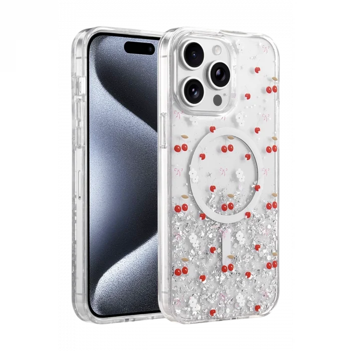 BUĞZ Onegif  İphone 14 Pro Max Misk Simli Magsafe Kapak - Desen 5