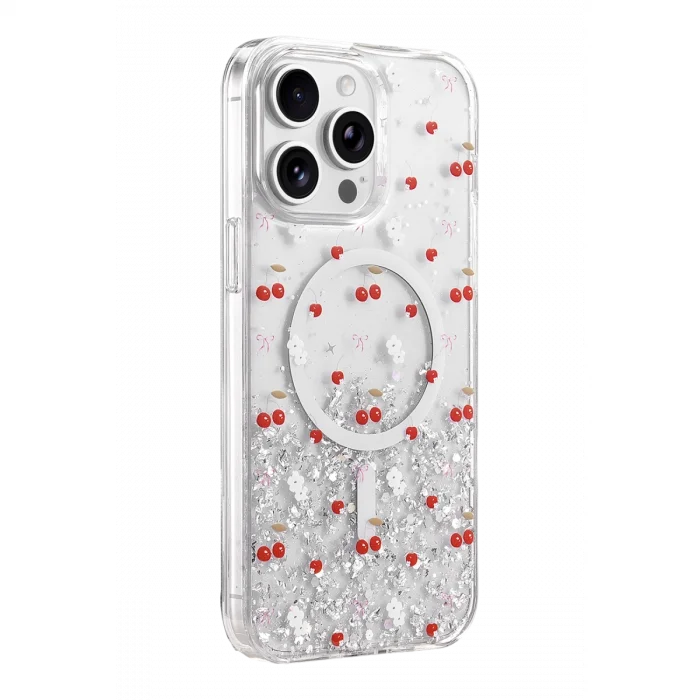 BUĞZ Onegif  İphone 14 Pro Max Misk Simli Magsafe Kapak - Desen 5