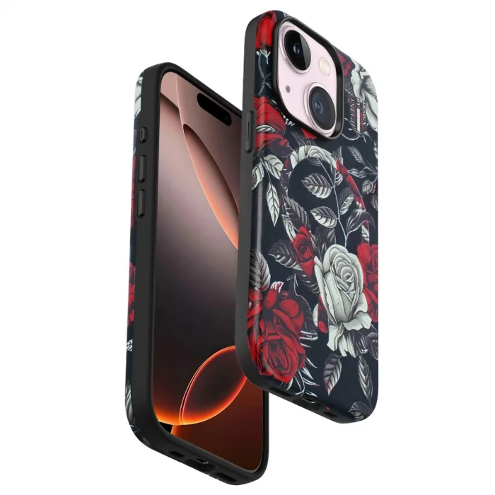 BUĞZ Onegif  İphone 15 Flower Series Magsafe Kapak - Siyah