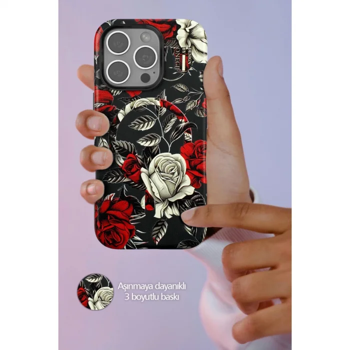 BUĞZ Onegif İphone 15 Plus Flower Series Magsafe Kapak - Mavi