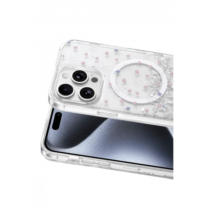BUĞZ Onegif  İphone 15 Pro Max Misk Simli Magsafe Kapak - Desen 1
