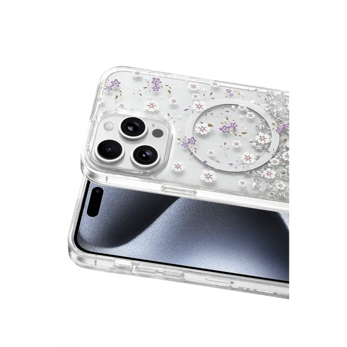 BUĞZ Onegif  İphone 15 Pro Max Misk Simli Magsafe Kapak - Desen 2