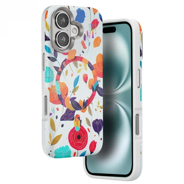 BUĞZ Onegif İphone 16 Flower Series Magsafe Kapak - Beyaz