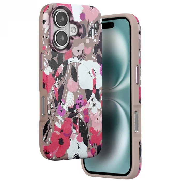 BUĞZ Onegif İphone 16 Flower Series Magsafe Kapak - Pembe